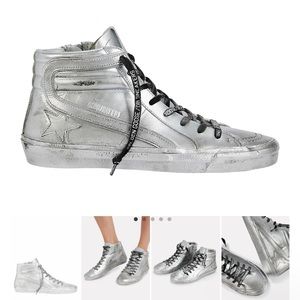 GOLDEN GOOSE Slide Limited Edition Ray Silver High-Top Sneakers